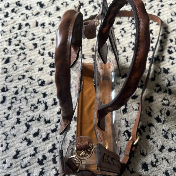 Patricia Nash Clear Curry Tote with Brown Braided Leather Trim - Picture 4 of 5